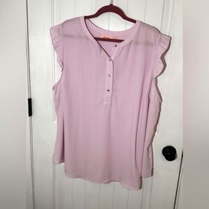 Evri- Soft pink ruffle sleeve flowy top